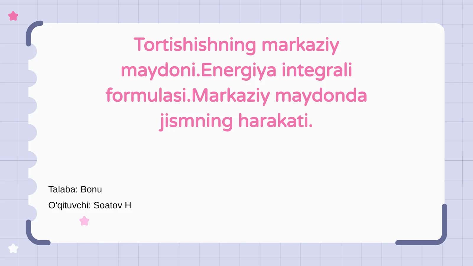 Energiya integrali formulasi