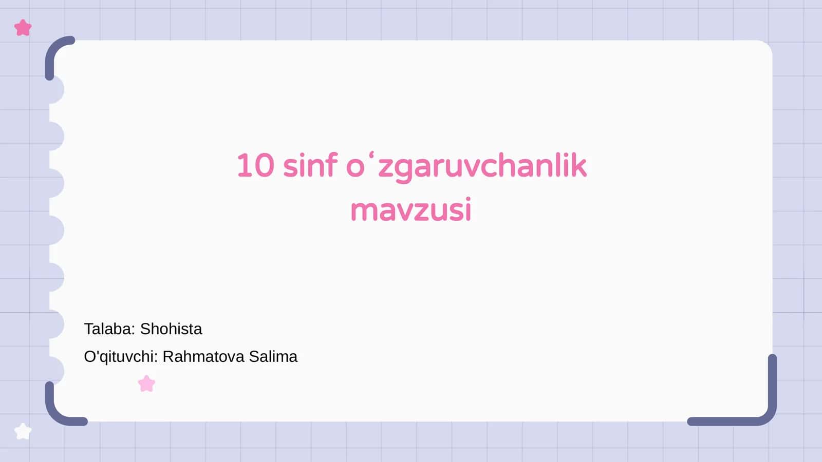 10 sinf oʻzgaruvchanlik mavzusi