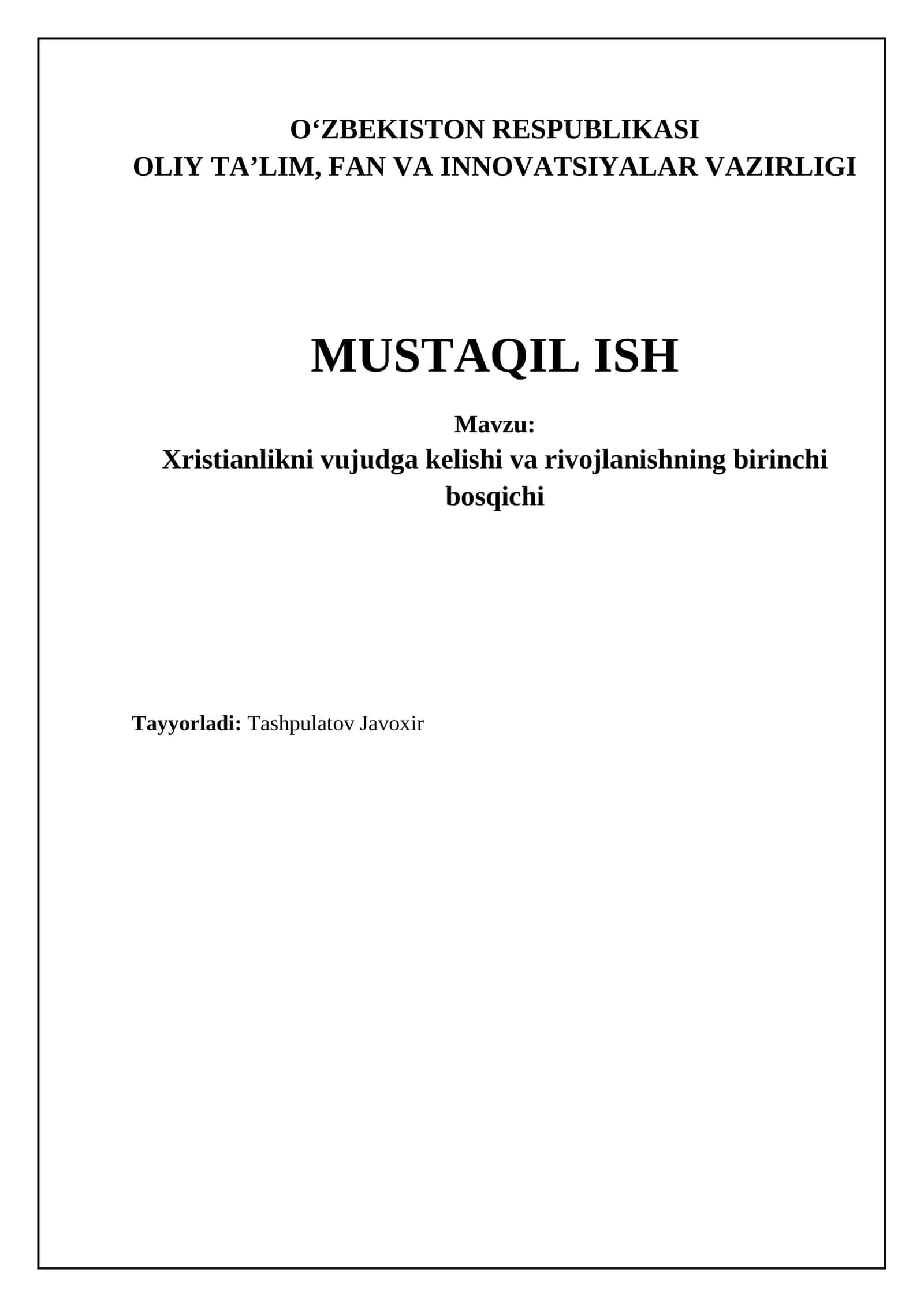 Xristianlikning paydo bo'lishi va Isoning hayoti