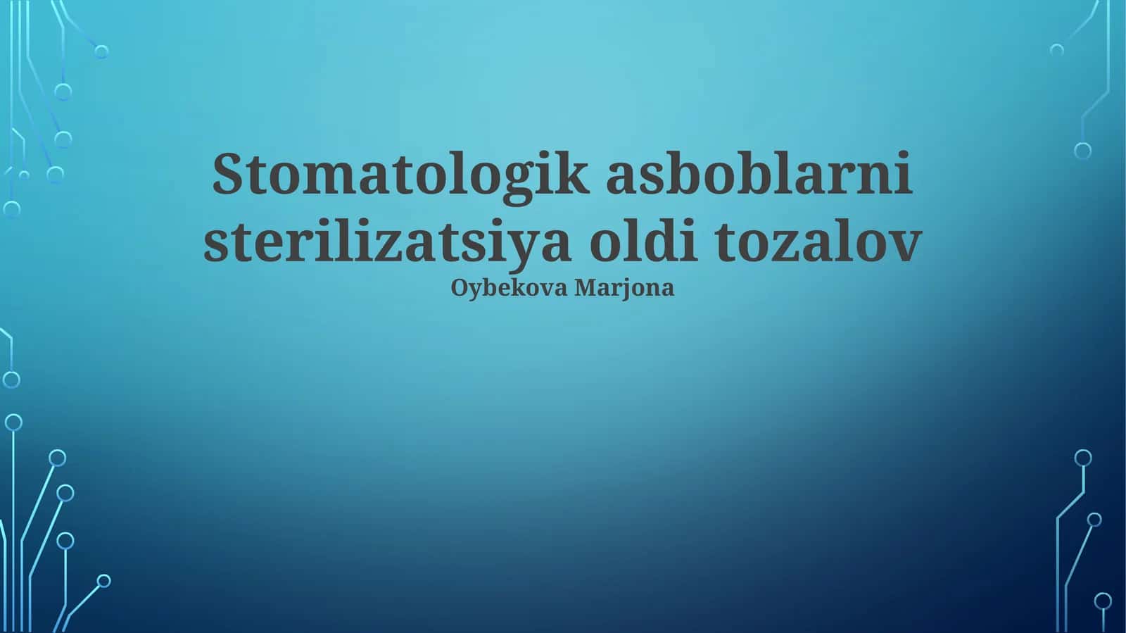 Stomatologik asboblarni sterilizatsiya oldi tozalov