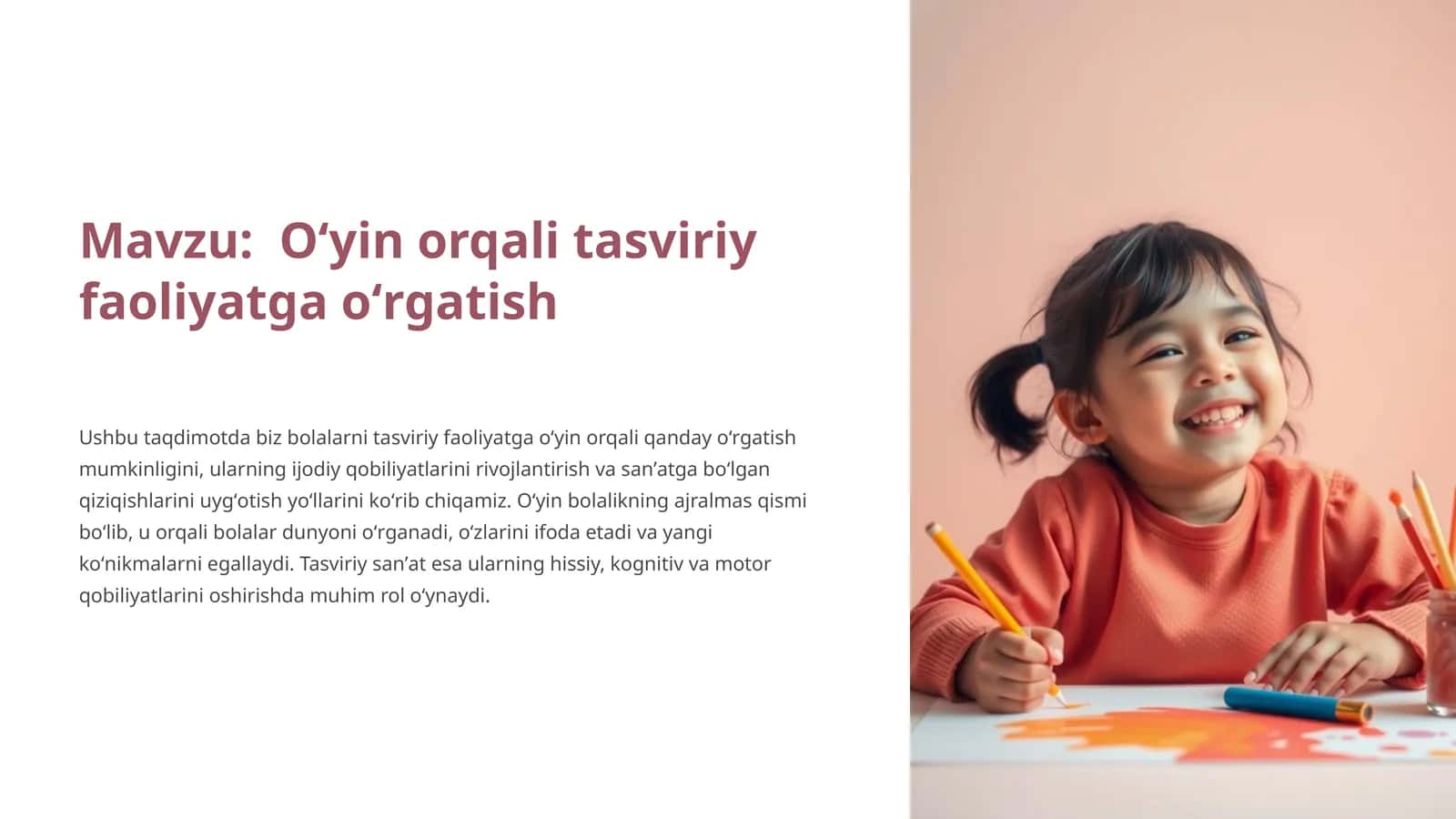 Oʻyin orqali tasviriy faoliyatga oʻrgatish