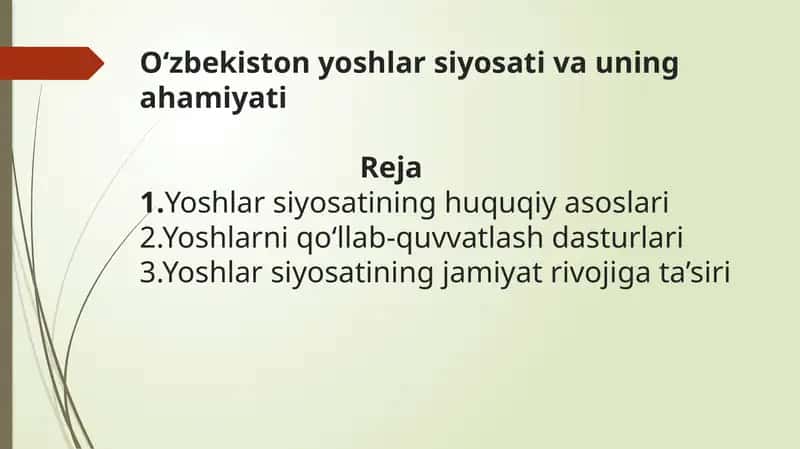 O‘zbekiston yoshlar siyosati va uning ahamiyati