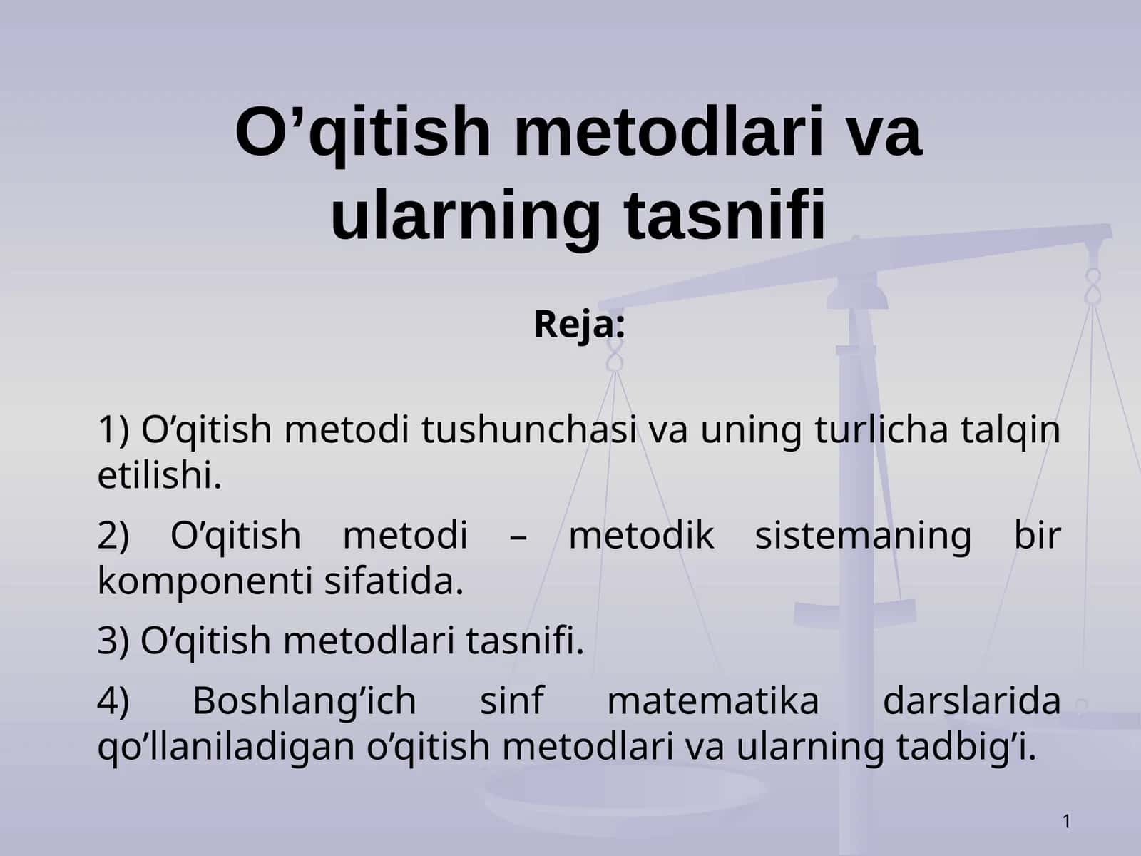 O’qitish metodlari va ularning tasnifi