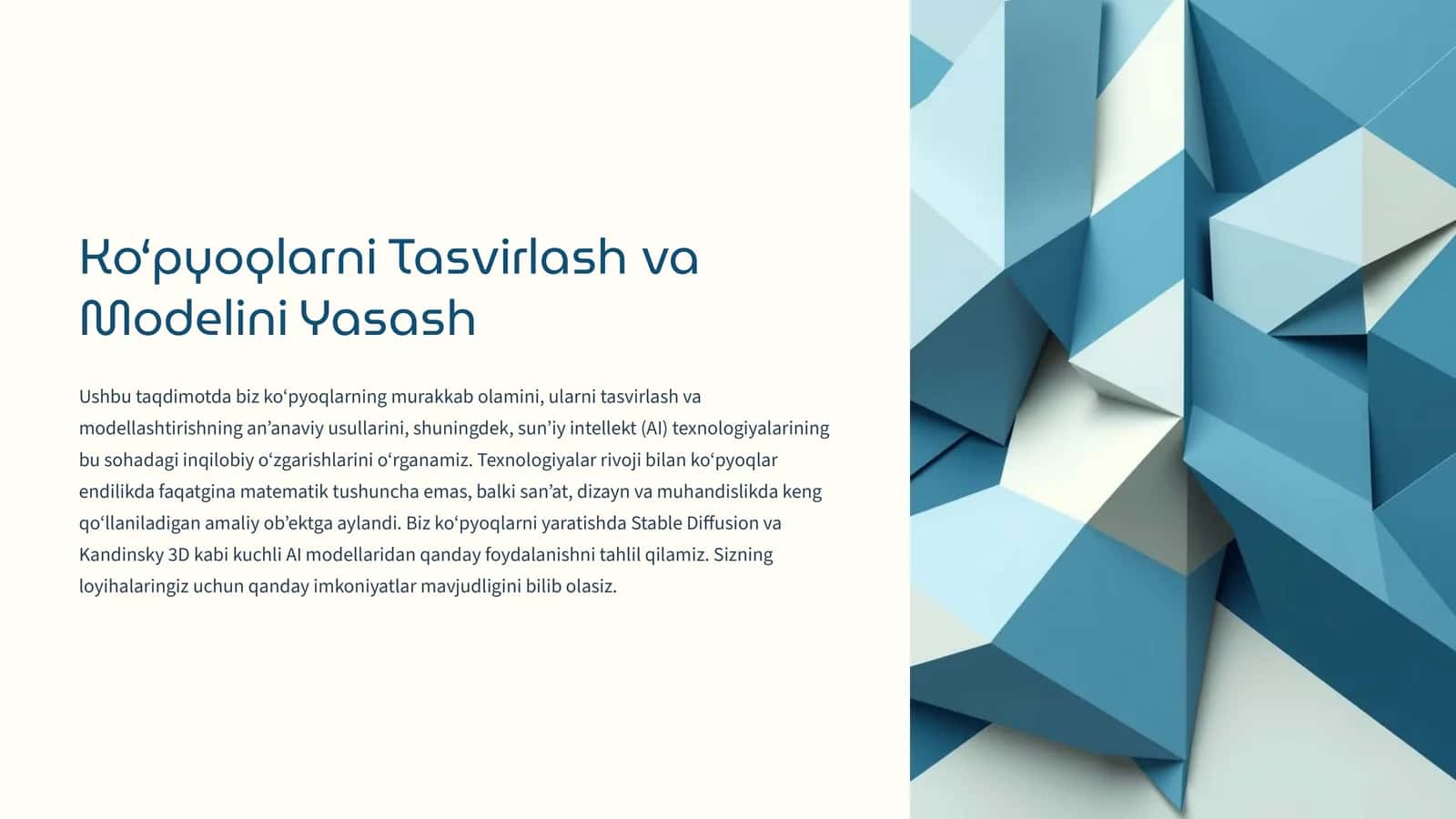 Ko‘pyoqlarni Tasvirlash va Modelini Yasash