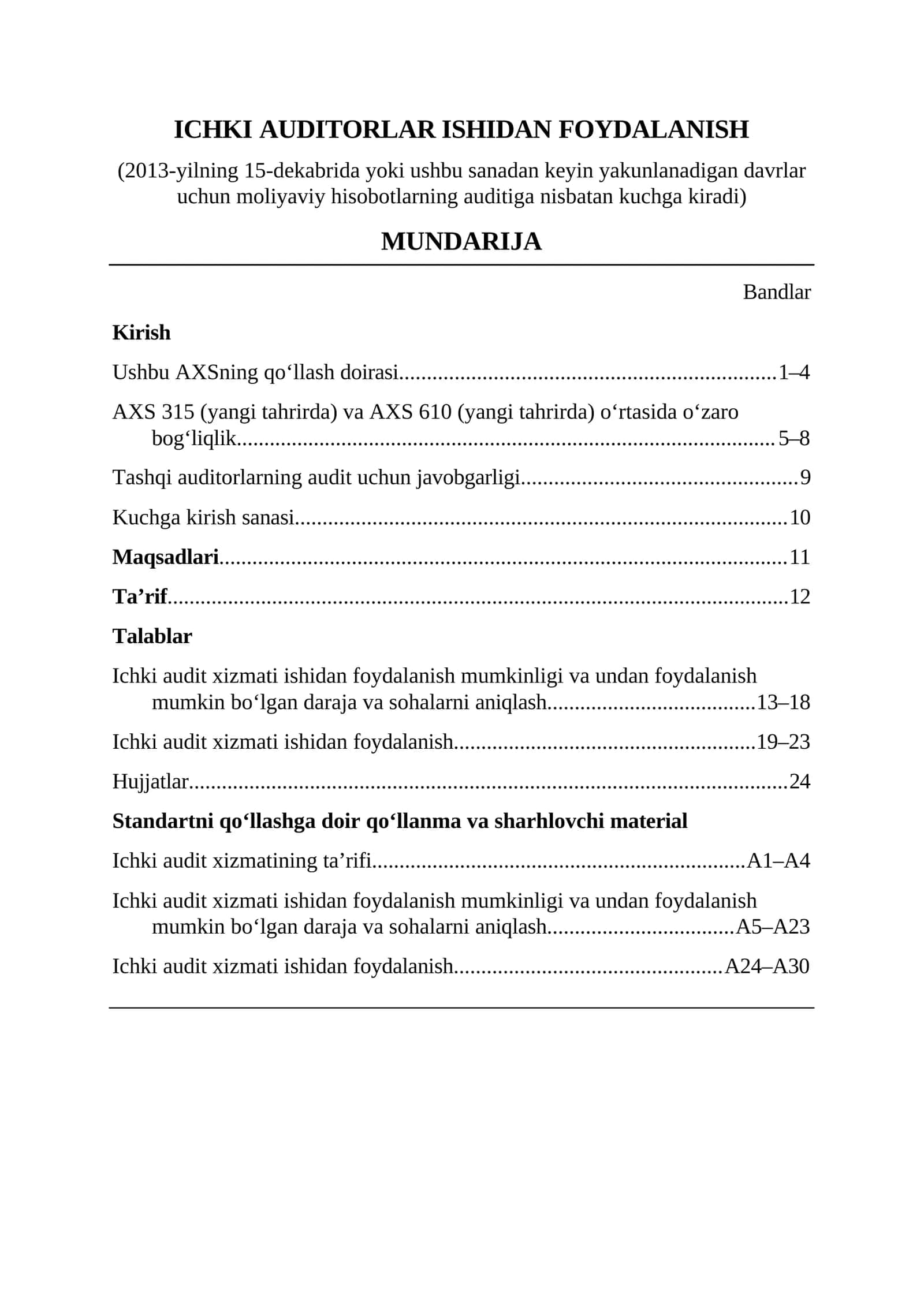 ICHKI AUDITORLAR ISHIDAN FOYDALANISH