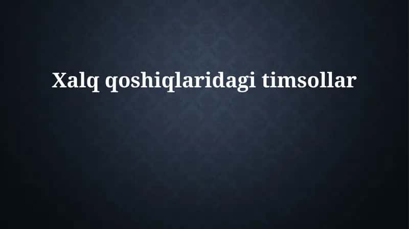 Xalq qo'shiqlarida badiiy til: Kirish
