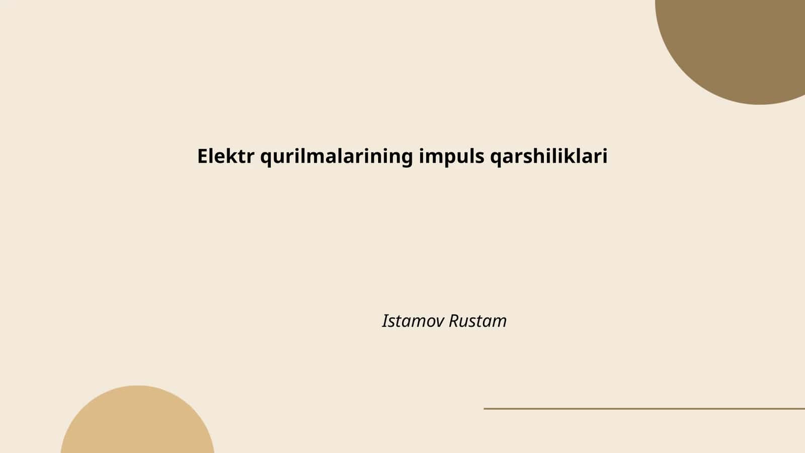 Elektr qurilmalarining impuls qarshiliklari