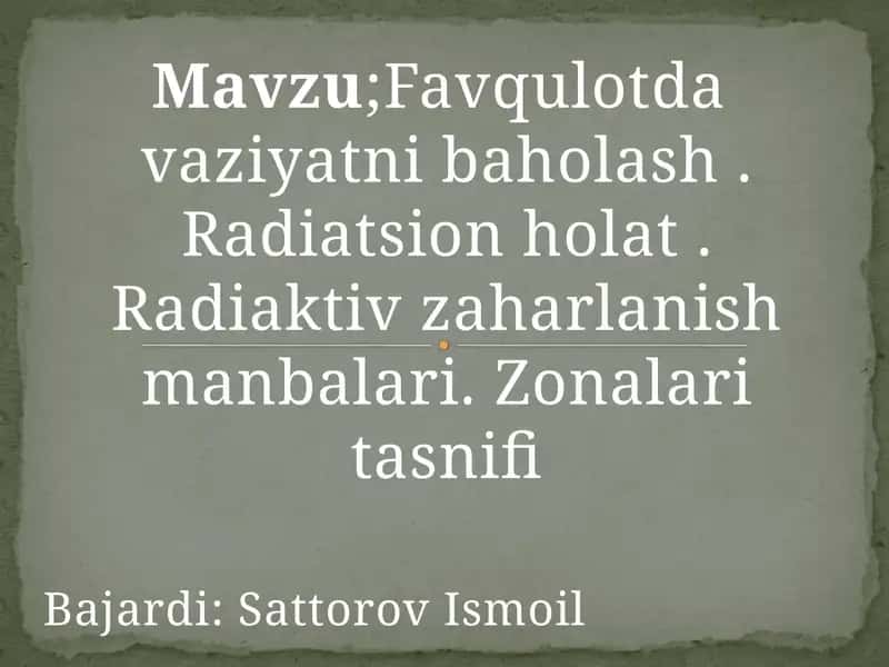 Favqulotdavaziyatni baholash
