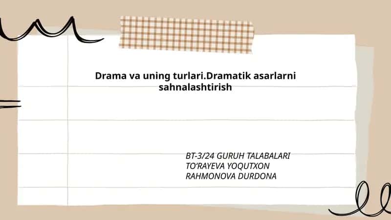 Drama va uning turlari