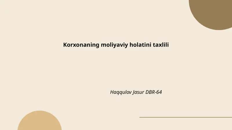 Moliyaviy ko'rsatkichlar tahlili