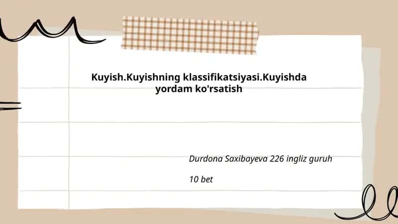 Kuyish.Kuyishning klassifikatsiyasi.Kuyishda yordam ko'rsatish