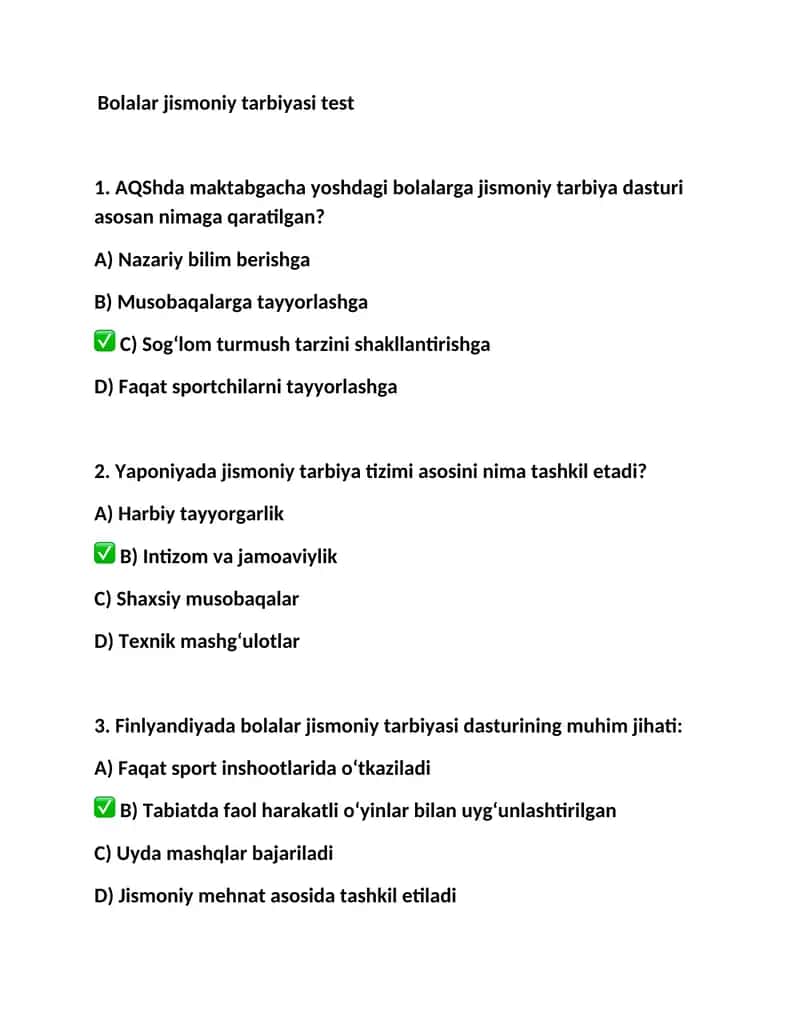 Bolalar jismoniy tarbiyasi