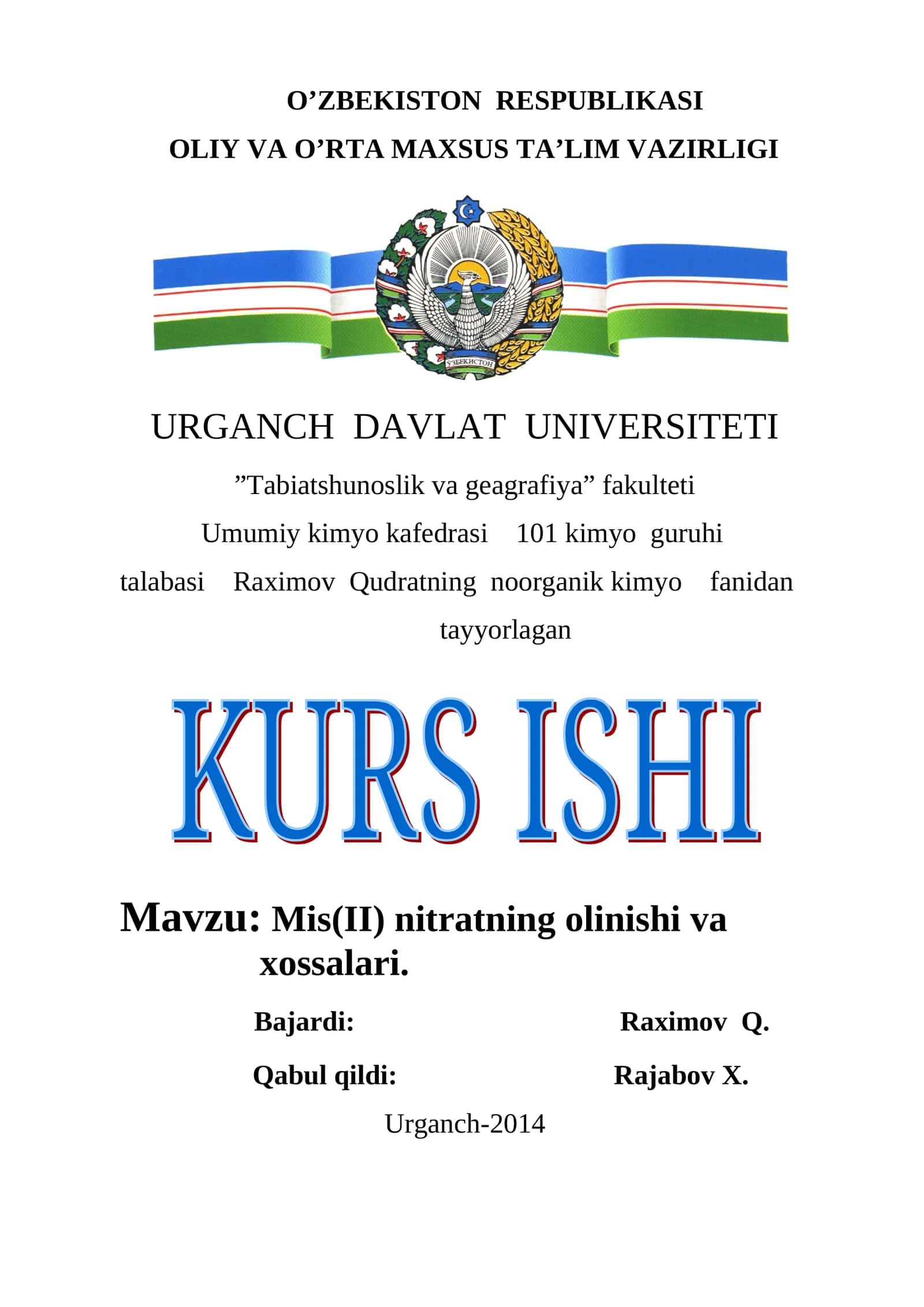 Mis(II) nitratning olinishi va xossalari