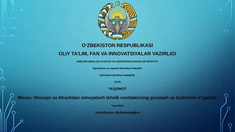 Shovqin va titrashdan ximoyalash tehnik vositalarining gruxlash va tuzilishini o’rganish