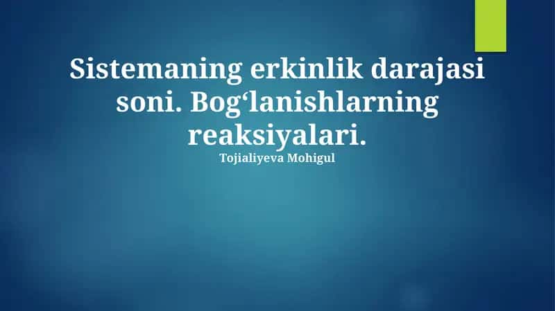 Bog'lanishlar Reaksiyalariga