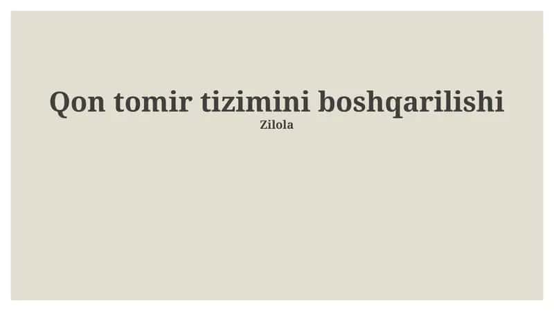 Qon tomir tizimini boshqarilishi