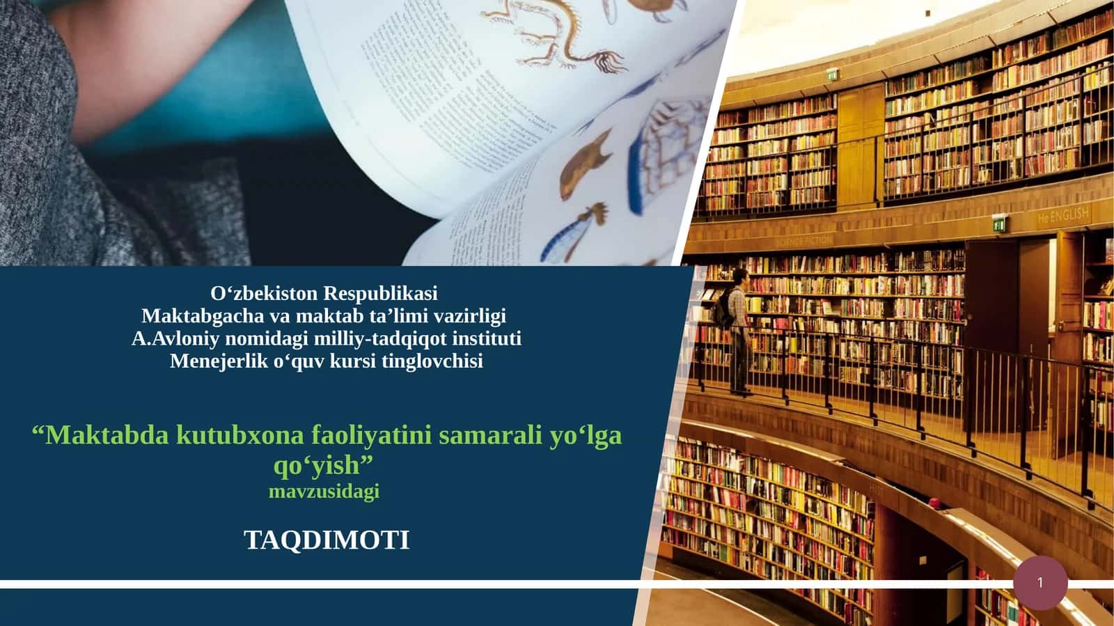 Maktabda kutubxona faoliyatini samarali yo‘lga qo‘yish