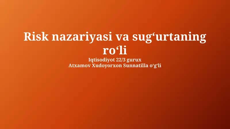 Sug'urtaning rol va xavf nazariyasi
