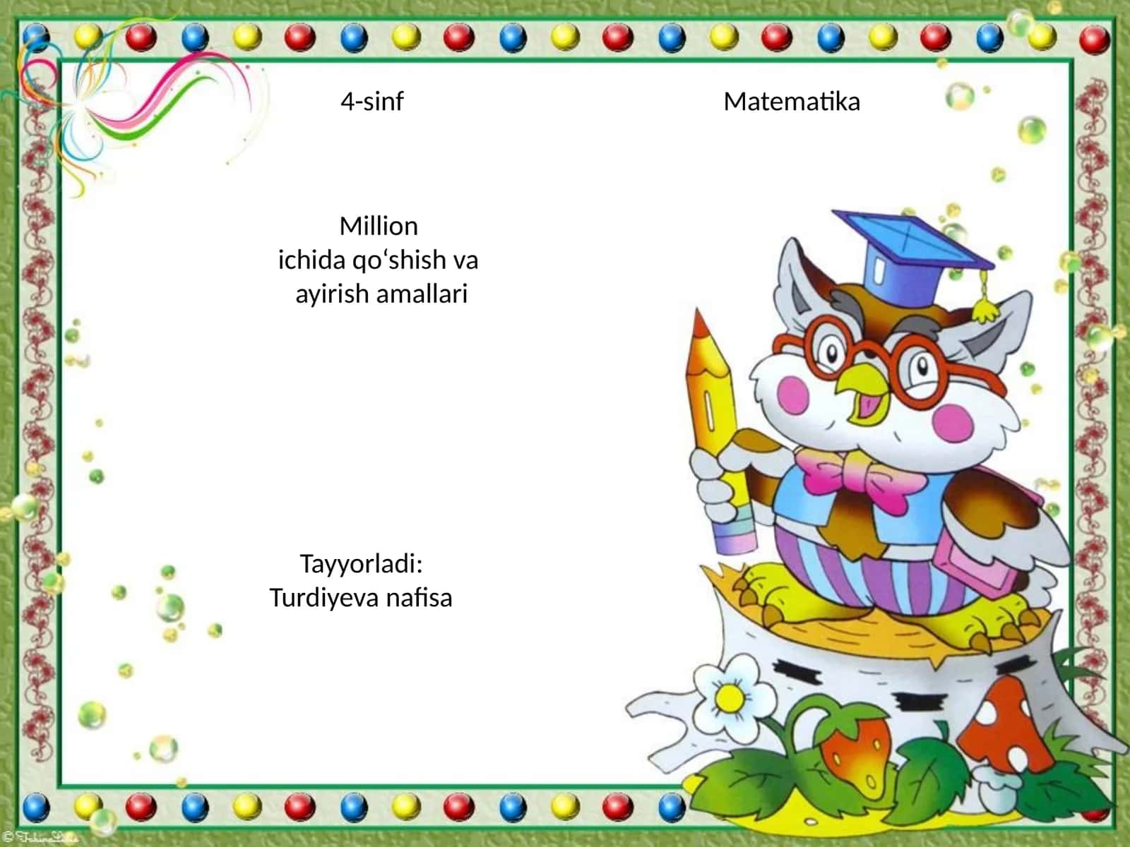Million ichida qo‘shish va ayirish amallari