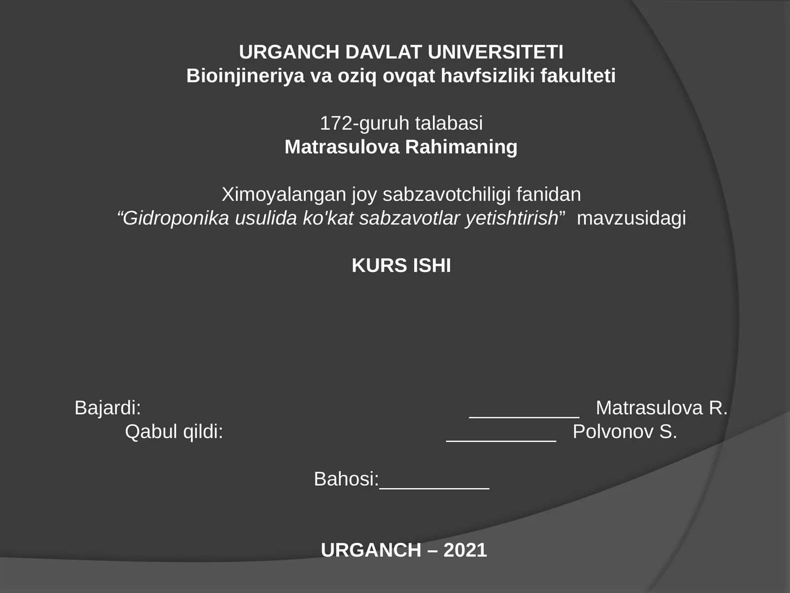 Gidroponika usuli da qo'qatsabzavotlarni yetishtirish