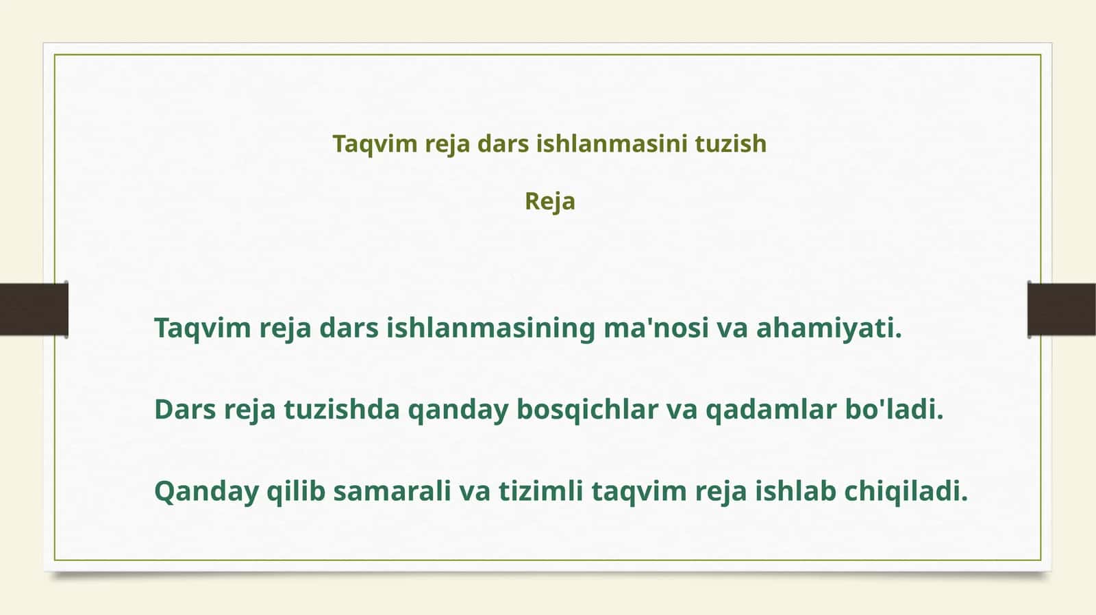 TaqvimrejadarsishlanmasinituzishReja