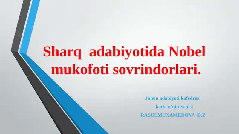 Sharqadabiyotida Nobelmukofotisovrindorlari