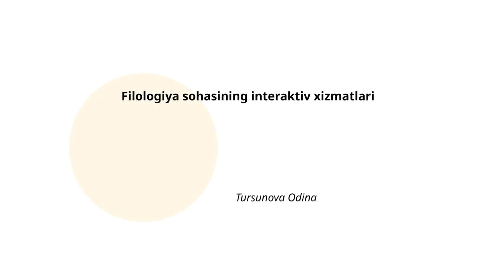 Filologiya sohasining interaktiv xizmatlari