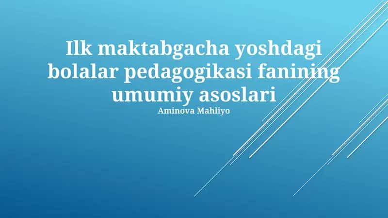 Maktabgacha taʼlim pedagogikasi