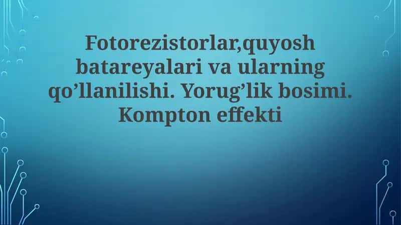 Fotorezistorlar