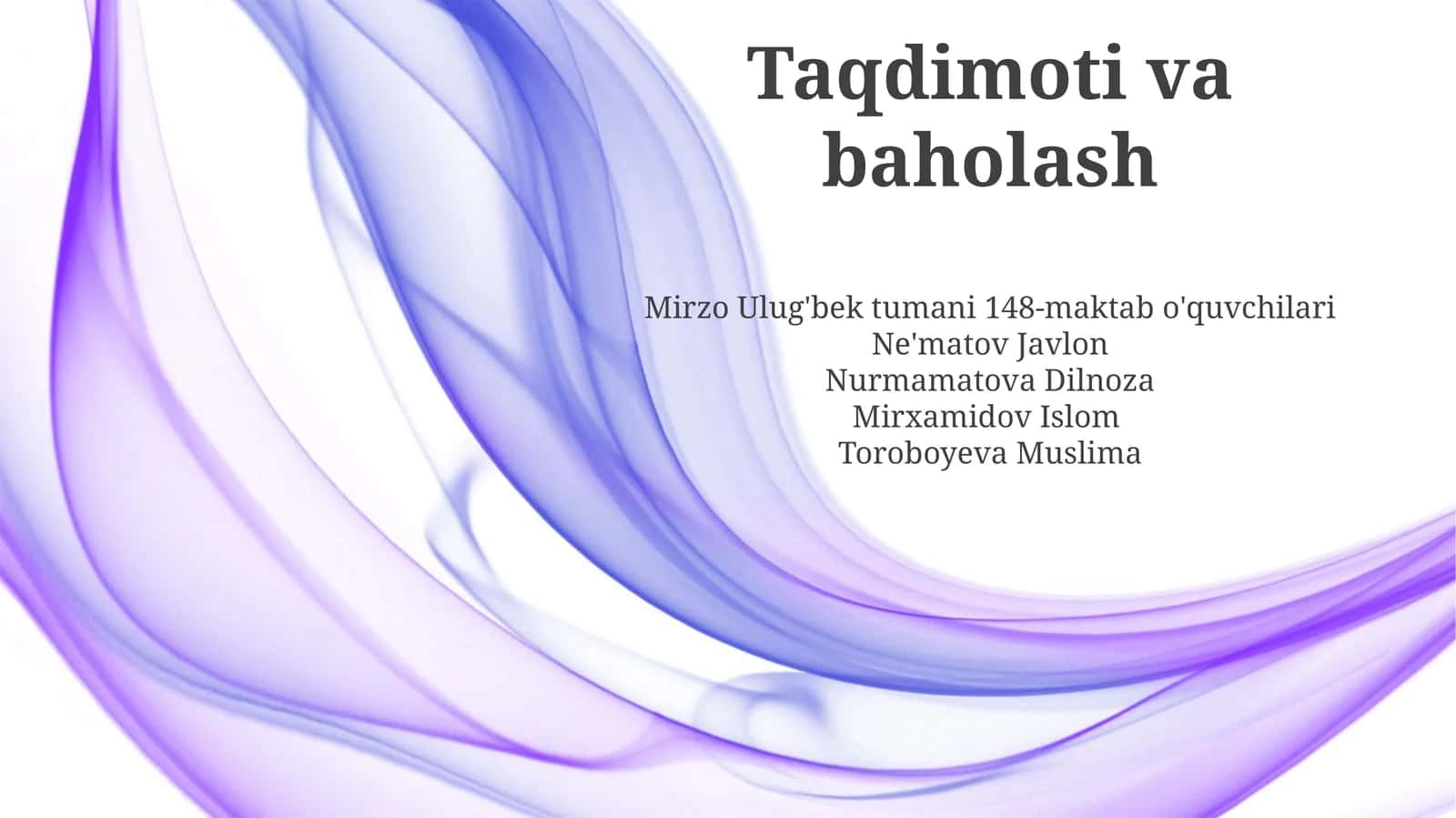 Taqdimoti va baholash