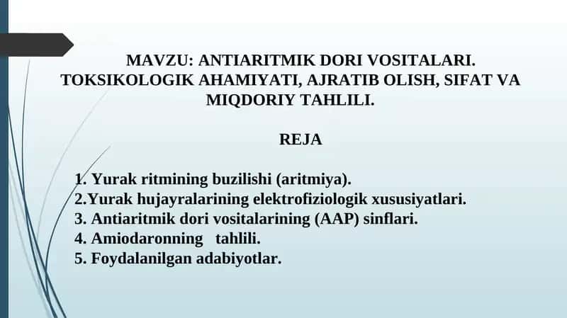 ANTIARITMIK DORI VOSITALARI
