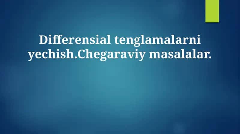 Differensial tenglamalar