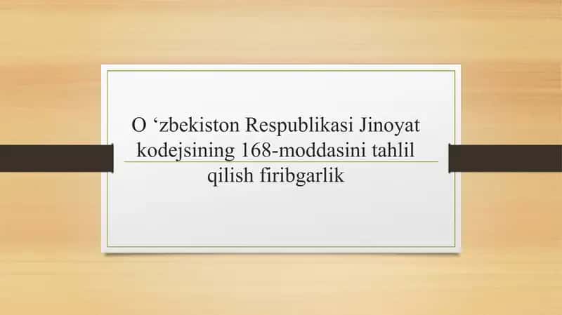 O 'zbekiston Respublikasi Jinoyat kodeksi