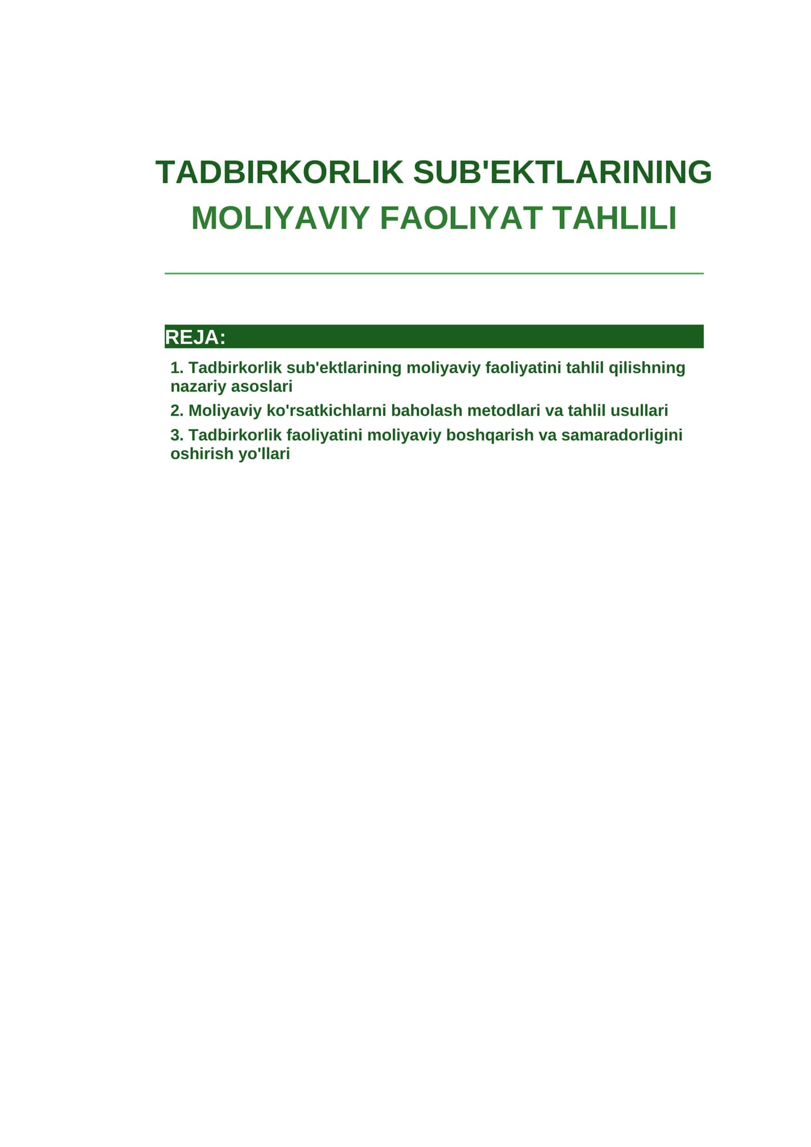 Tadbirkorlik sub'ektlarini moliyaviy...