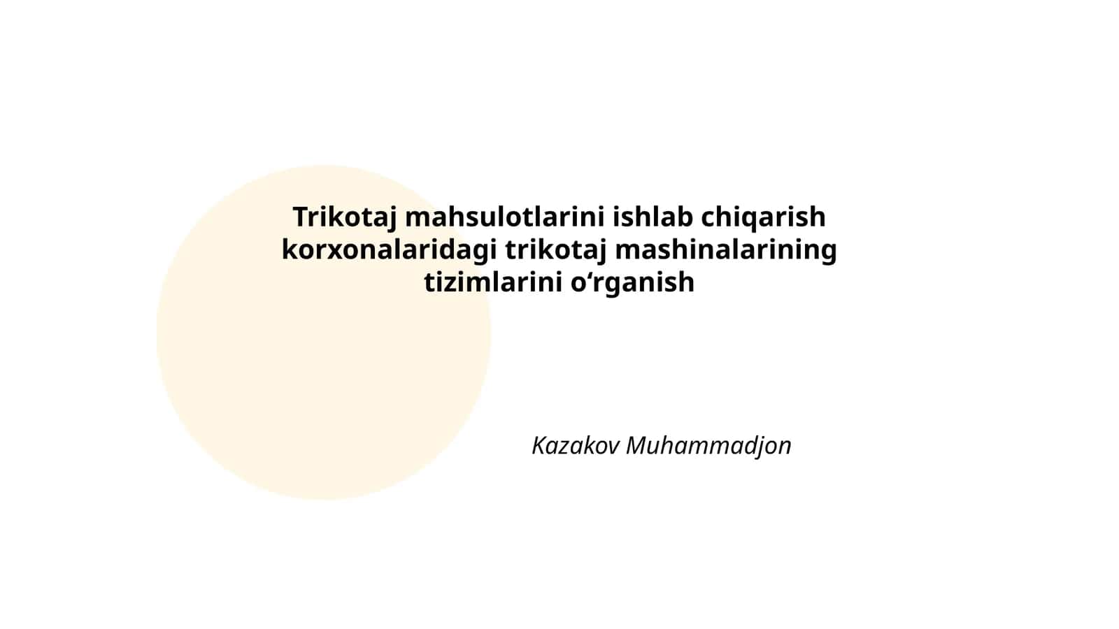 Trikotaj Mashinalarining Tizimlarini O‘rganish