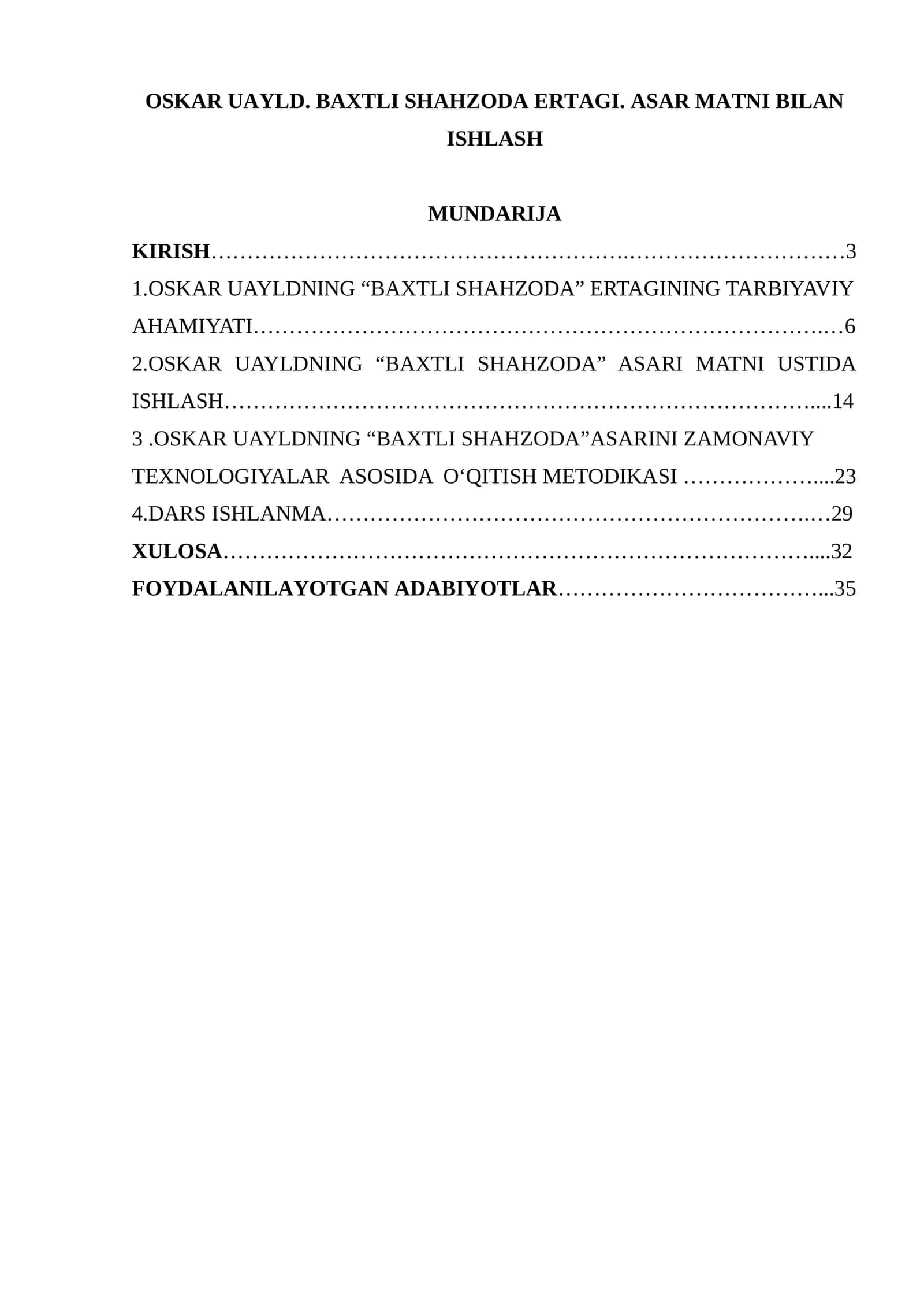 Oskar Uayld. baxtli shahzoda ertagi. Asar matni bilan ishlash