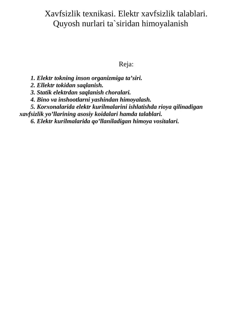 Elektr tokning inson organizmiga ta’siri