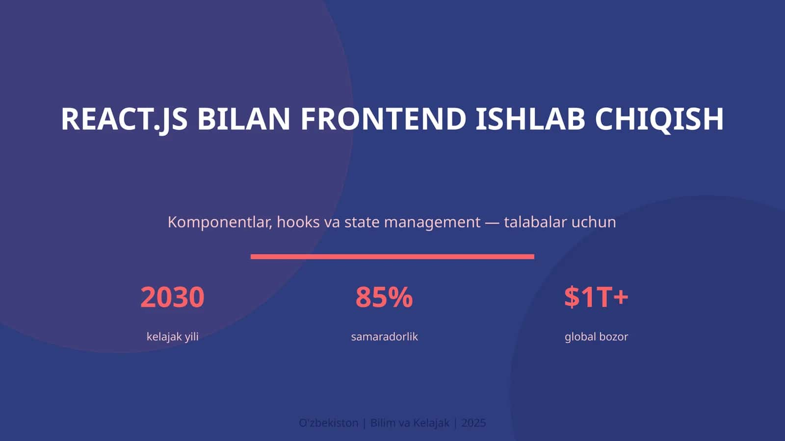 REACT.JS BILAN FRONTEND ISHLAB CHIQISH