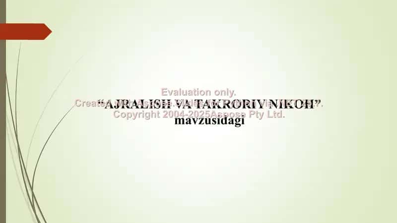 AJRALISH VA TAKRORIY NIKOH