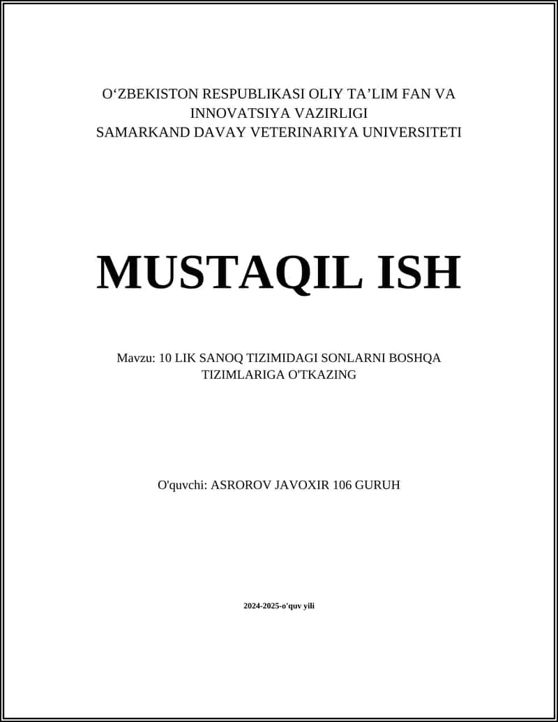 O‘nlik Sanoq Tizimi