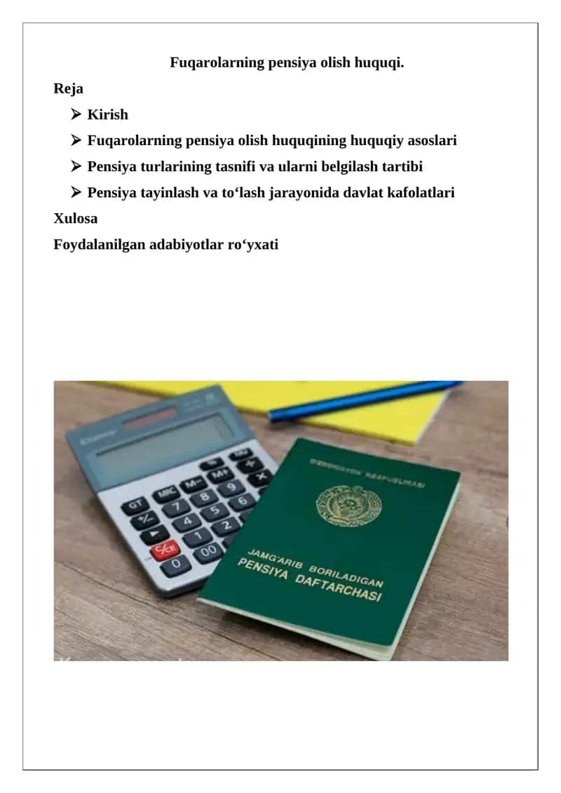 Fuqarolarning pensiya olish huquqi
