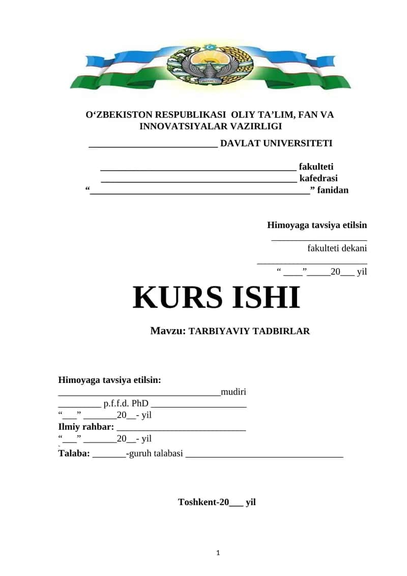 TARBIYAVIY TADBIRLAR