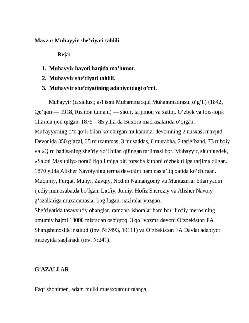 Muhayyir she’riyati tahlili