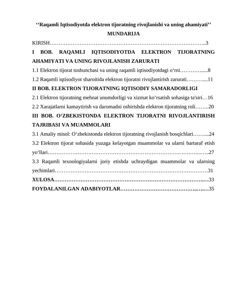 Raqamli Iqtisodiyotda elektron tijoratning rivojlanishi va uning ahamiyati