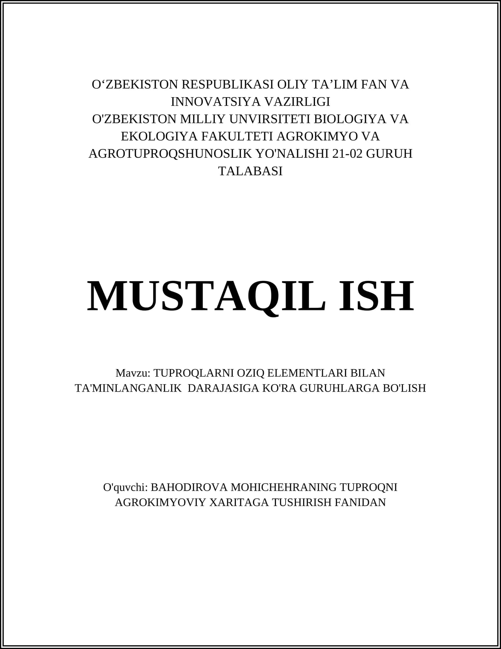 Tuproqlar va Oziq Elementlar