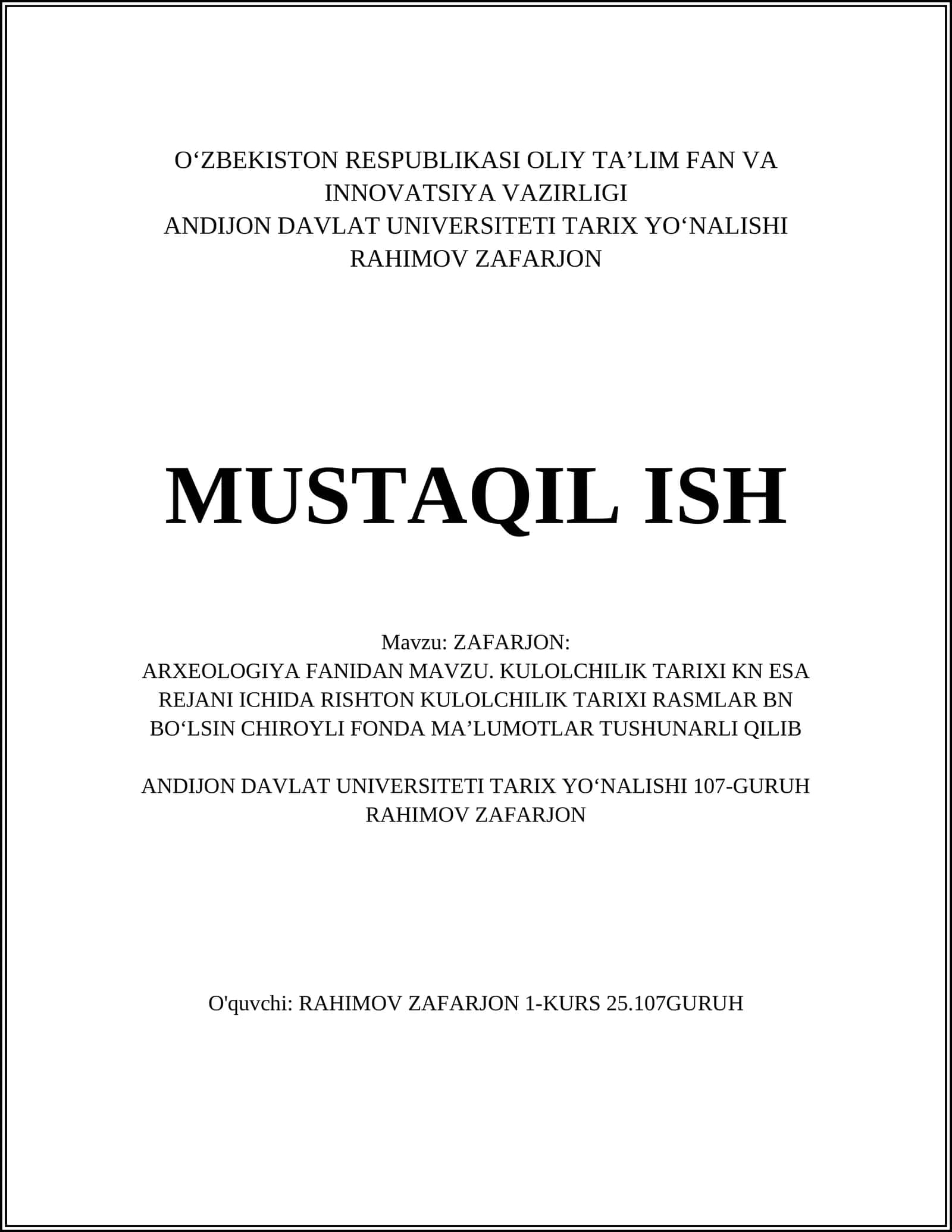 ZAFARJON: ARXEOLOGIYA FANIDAN
