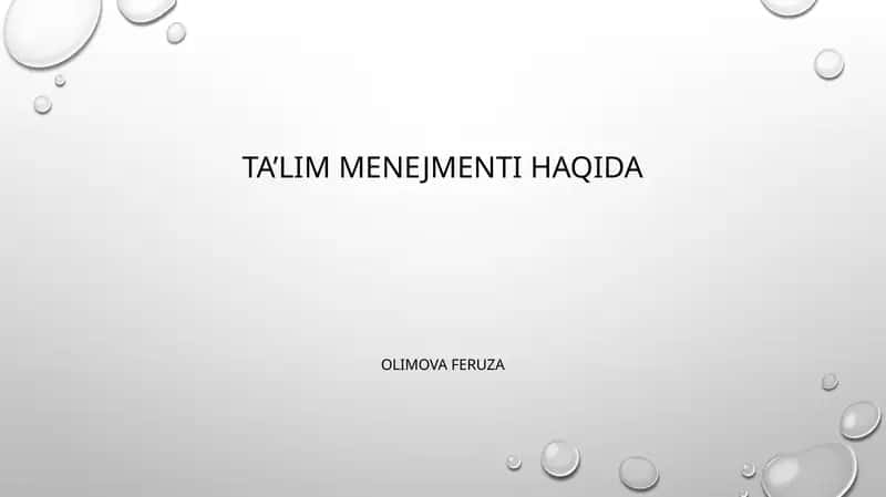 Ta'lim Menejmenti haqida
