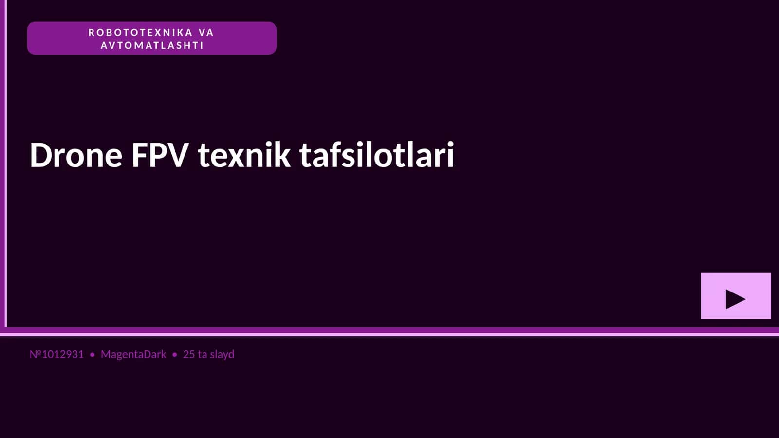 Drone FPV texnik tafsilotlari