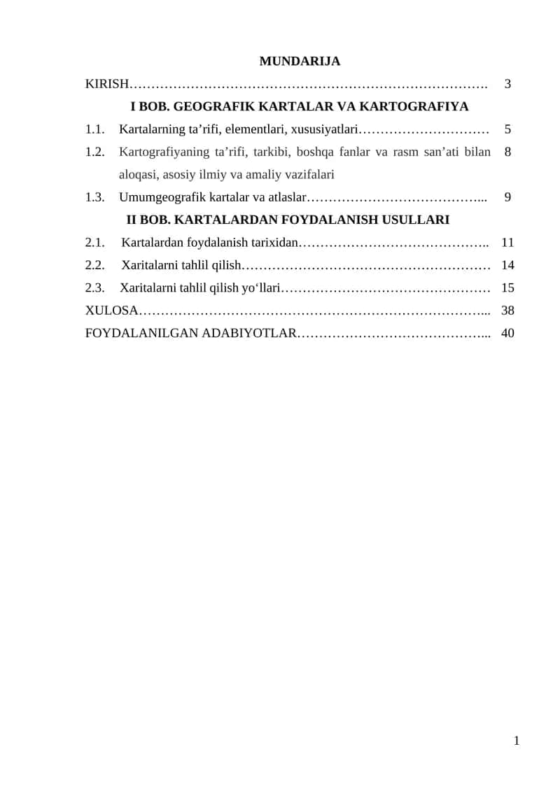 Kartografiya fanining nazariy asoslari