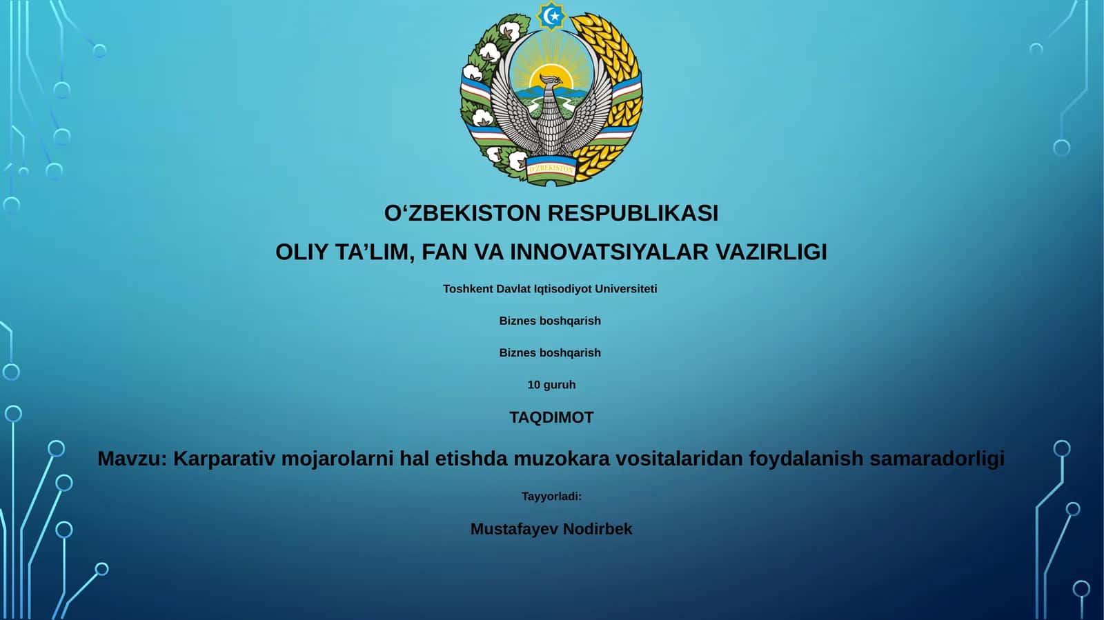 Karparativ mojarolarni hal etishda muzokara vositalaridan foydalanish samaradorligi